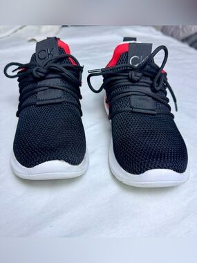 Calvin Klein Black and Red Knit Athletic Sneakers
